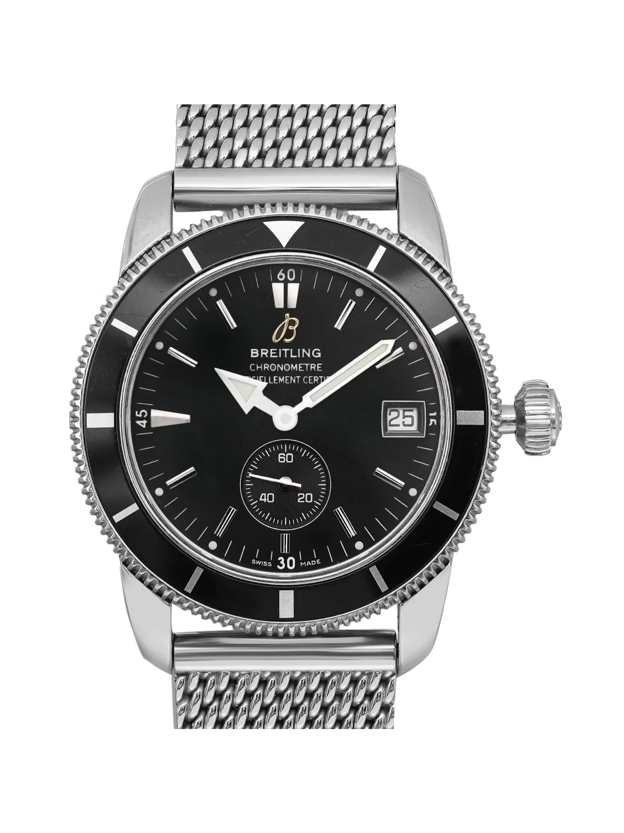 Dial Heritage SuperOcean 38mm Steel A3732024-B869SS Watch Mens Breitling Black