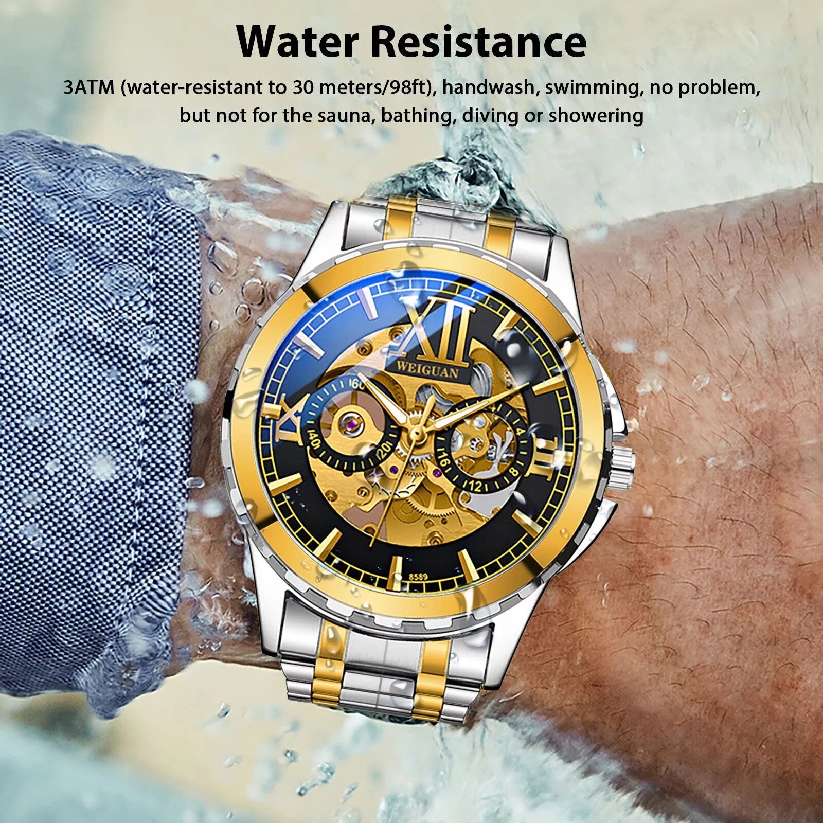 Watch Steel Business Waterproof Men Wrist Mechanical Luxury Automatic Stainless