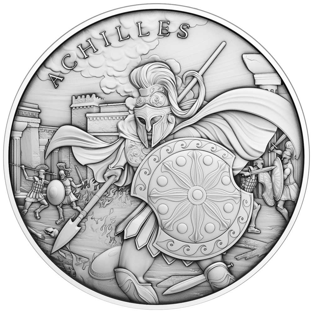 10 Achilles Lot .999 - of oz Troy Silver Fine Round 1 Design