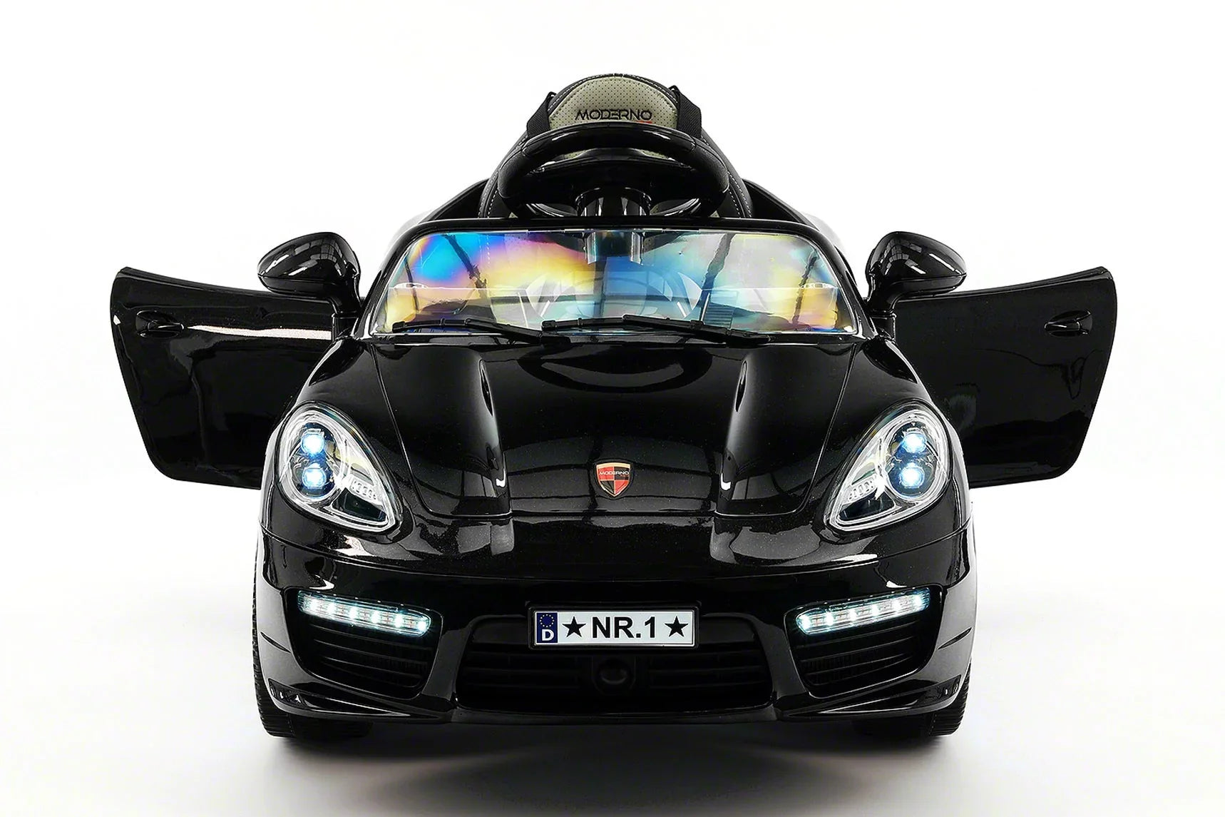 Electric Ride-On 12V Metallic Kids Car Kiddie with R/C Black Remote Parental Roadster |