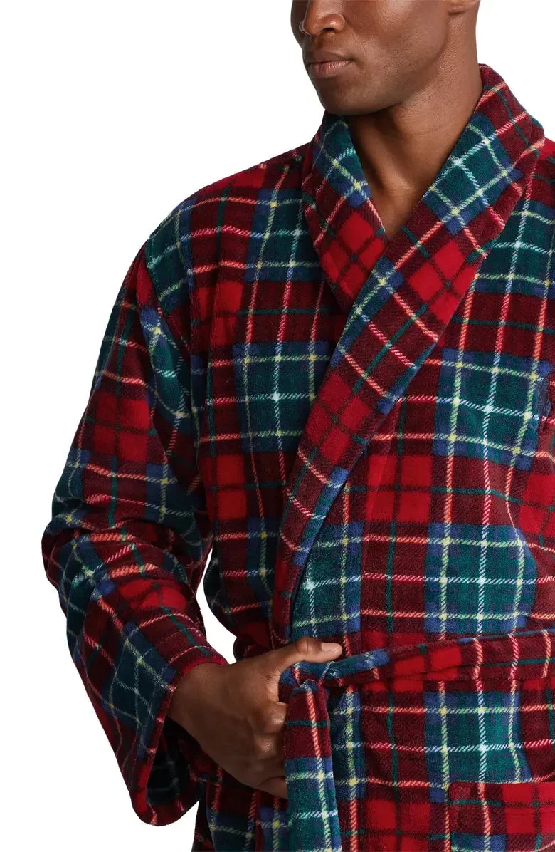 Small Lauren US PLAID Microfleece Ralph TARTAN Polo Robe, Men's Plaid