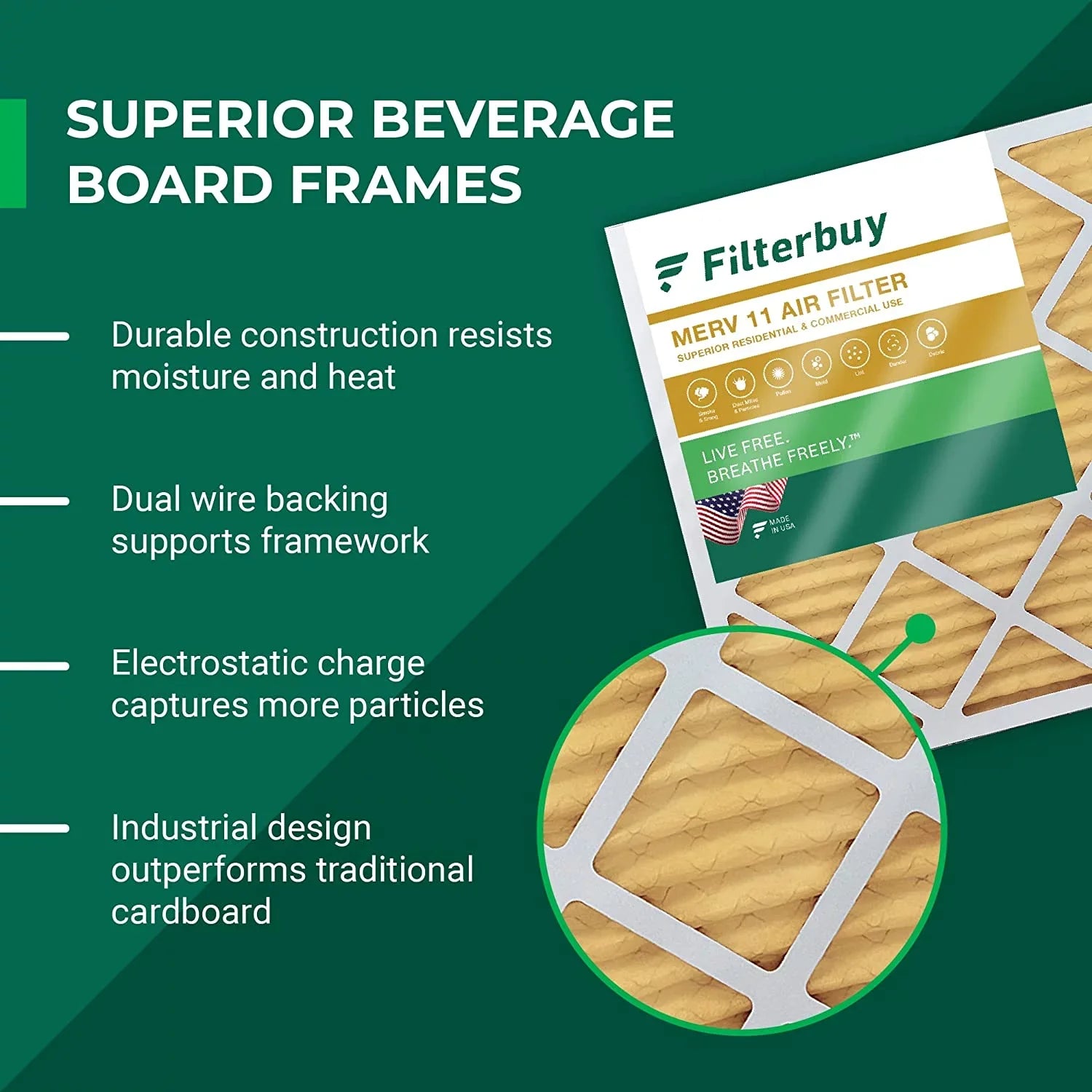 HVAC Filterbuy 15x15x2 (12-Pack) Furnace Filters AC MERV Air Pleated 11