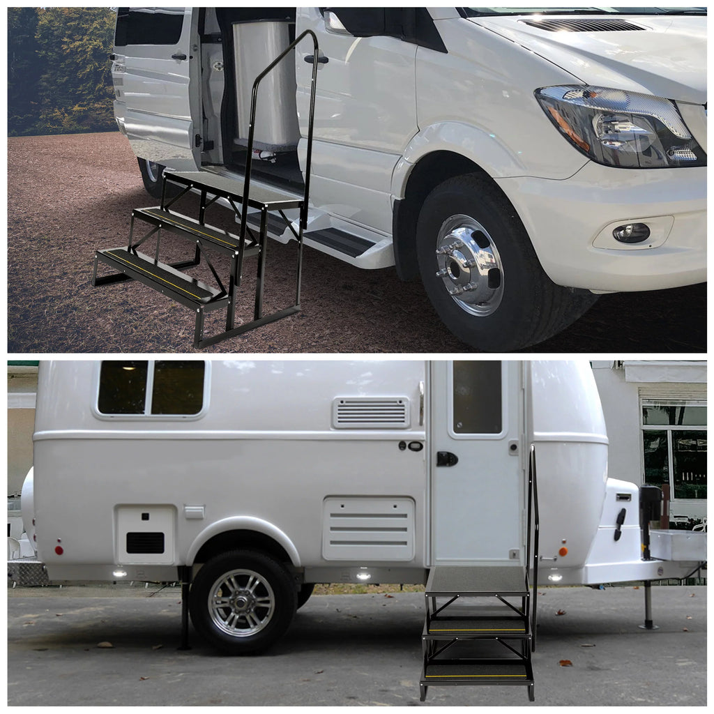 Steel RV Steps Trailer for Armrest Stairs Rail Travel W/ HECASA Trailer Load Hand 3 Universal Camper Hand-railing Side