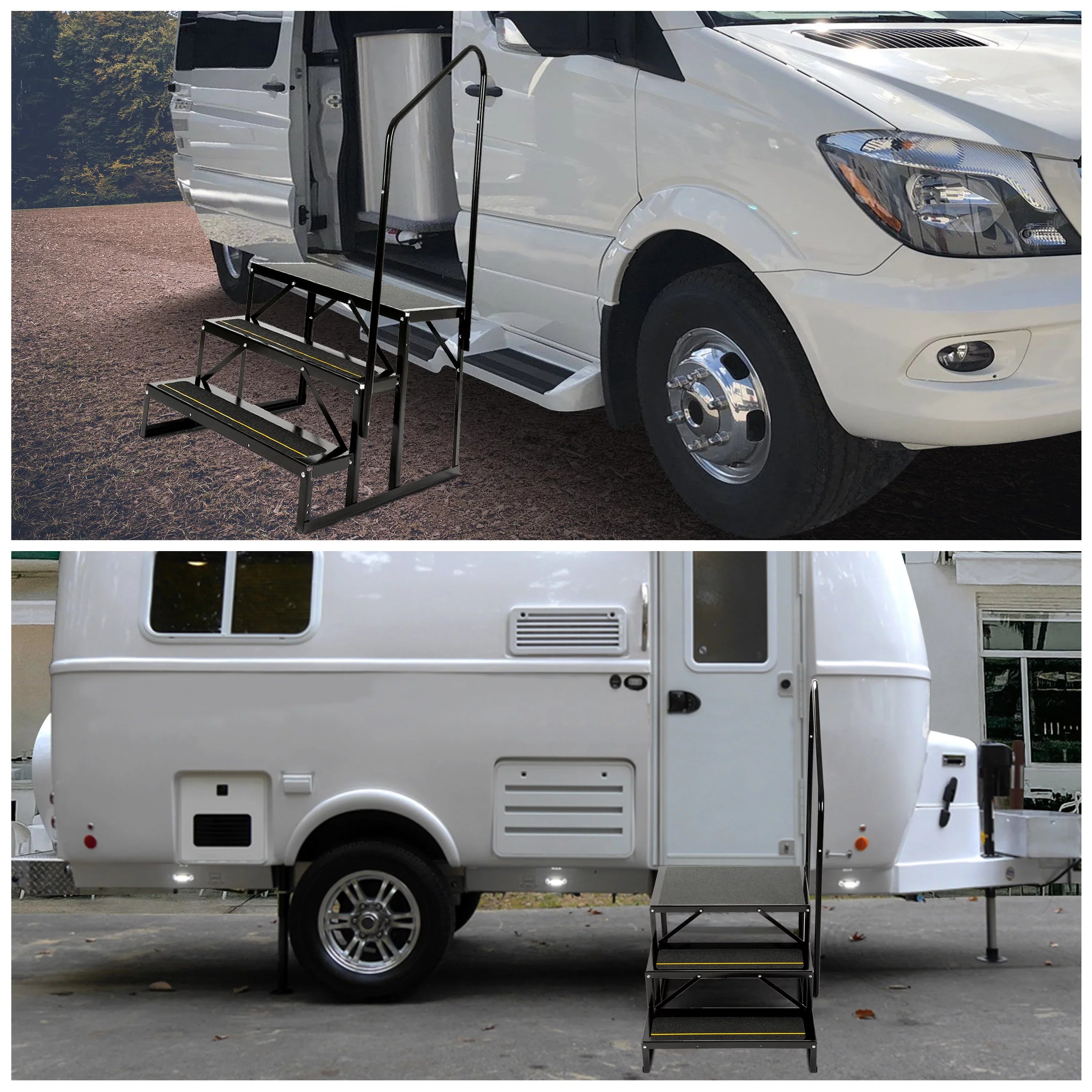 Steel RV Steps Trailer for Armrest Stairs Rail Travel W/ HECASA Trailer Load Hand 3 Universal Camper Hand-railing Side
