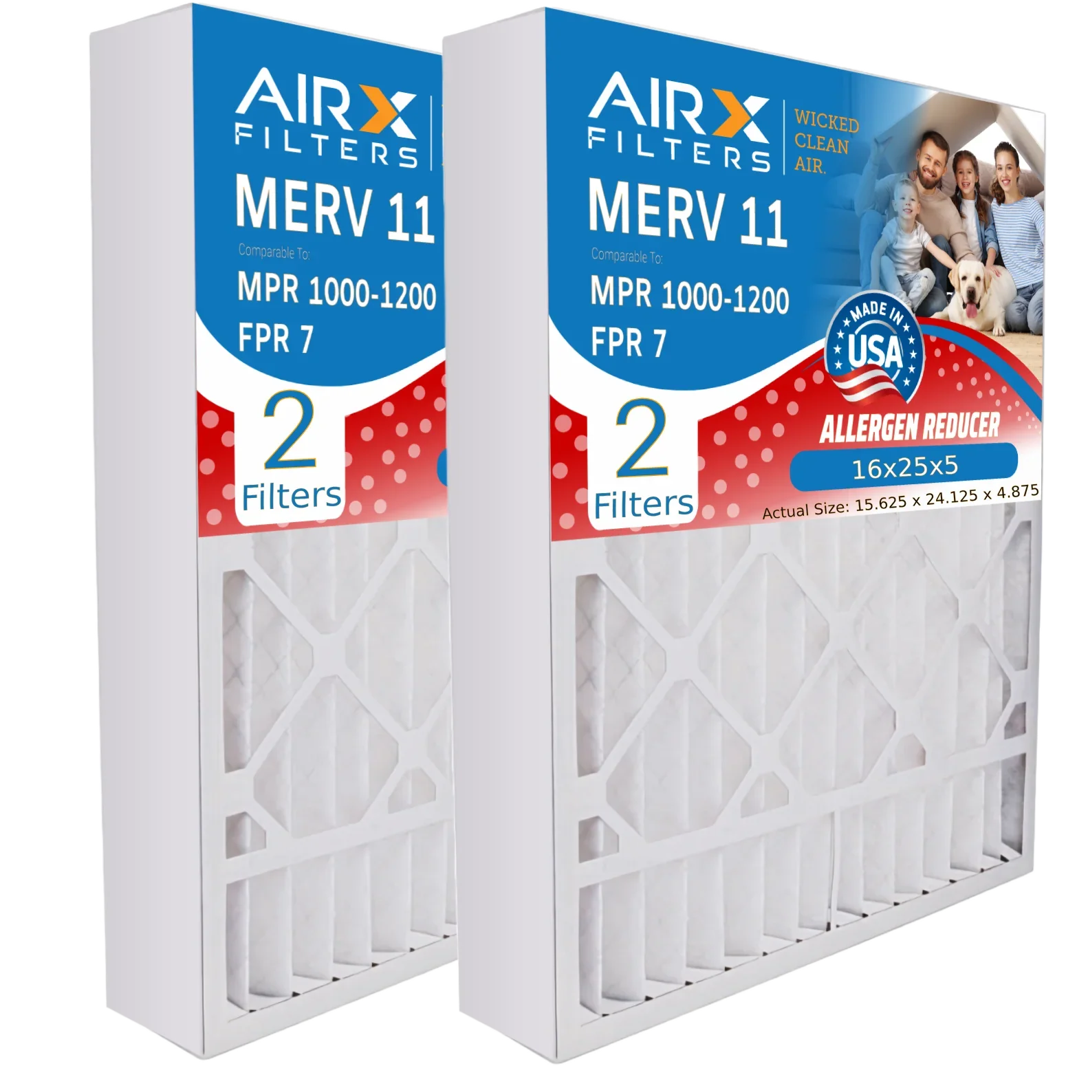 with Furnace 11 FILTERS & Made USA AIRX MERV 14161 Filter CLEAN 1000, Comparable to MPR Pack AIR. by Compatible MPR Premium WICKED 7 Filter GeneralAire 2 1200 16x25x5 16x25x5 FPR Air
