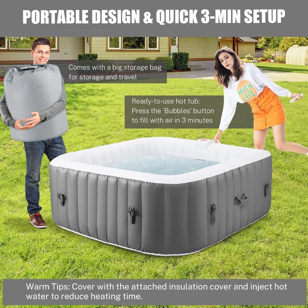 Hot Hidden Hot Bag, 910L Machine, Storage 104℉, Tub, Mat, 73''Inflatable exterior Home for Tub Indoor Lockable Capacity Cover, Spa Max 6 Massage Person with Jets, 130