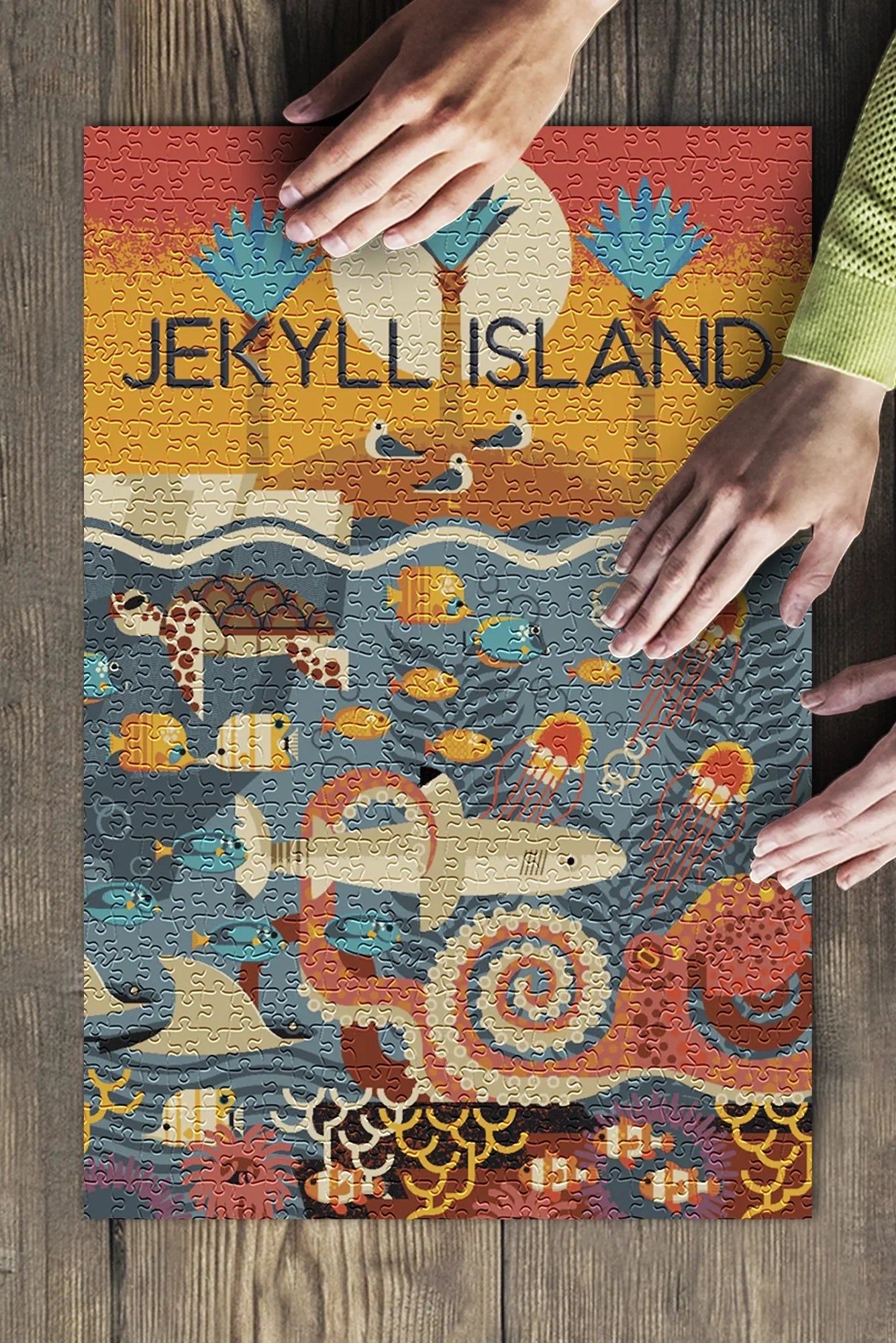 Georgia, (19x27 Piece Premium Jekyll Puzzle Textured 500 Family, and Geometric in Adults Jigsaw USA) Made for inches, Island,