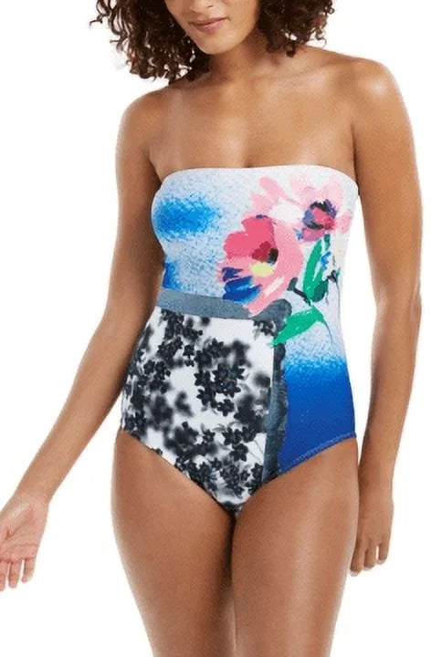 16 ATLANTIS Swimsuit, Calvin STRIPES US NEON MULTI Bandeau One-Piece Klein