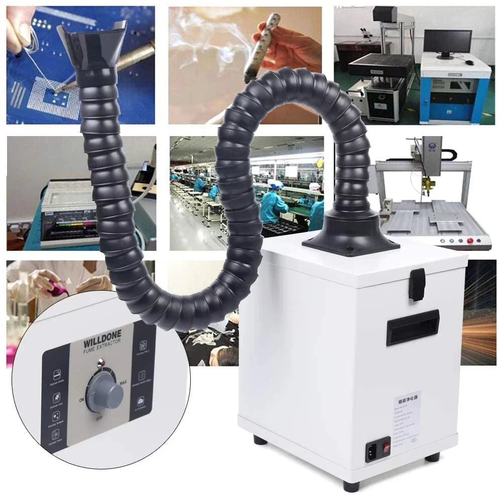 Air Filter Singel-Head Fetcoi Extractor Purifier Fume & Hose, 3-Layer 360° Smoke Rotatable With