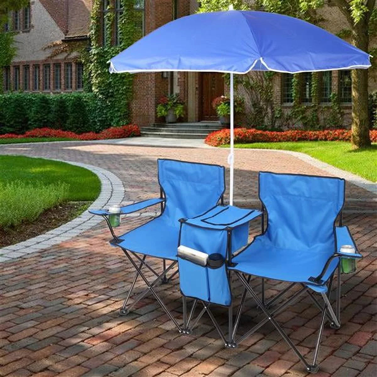 for Portable Carrying Chair Mini with Patio Bag, Blue Strength Chair, Park exterior Folding Beverage Pool SYTHERS Camping Chair, Holder Beach exterior Camping Table Beach High Double
