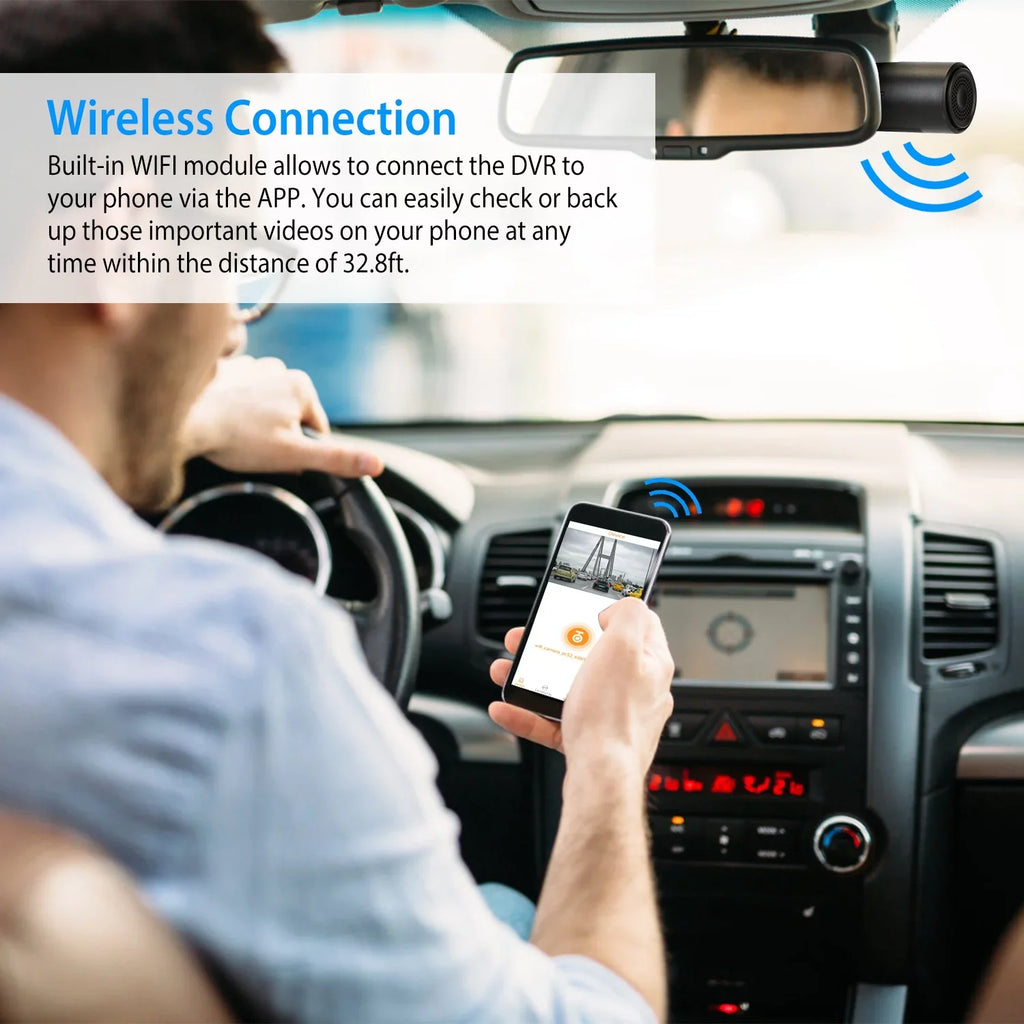 Cam with 11.2ft Camera 1080P Wifi DVR WiFi Lighter Dash Recorder HD G-sensor 170° iMounTEK Cigarette Recording Cable App Car Looping