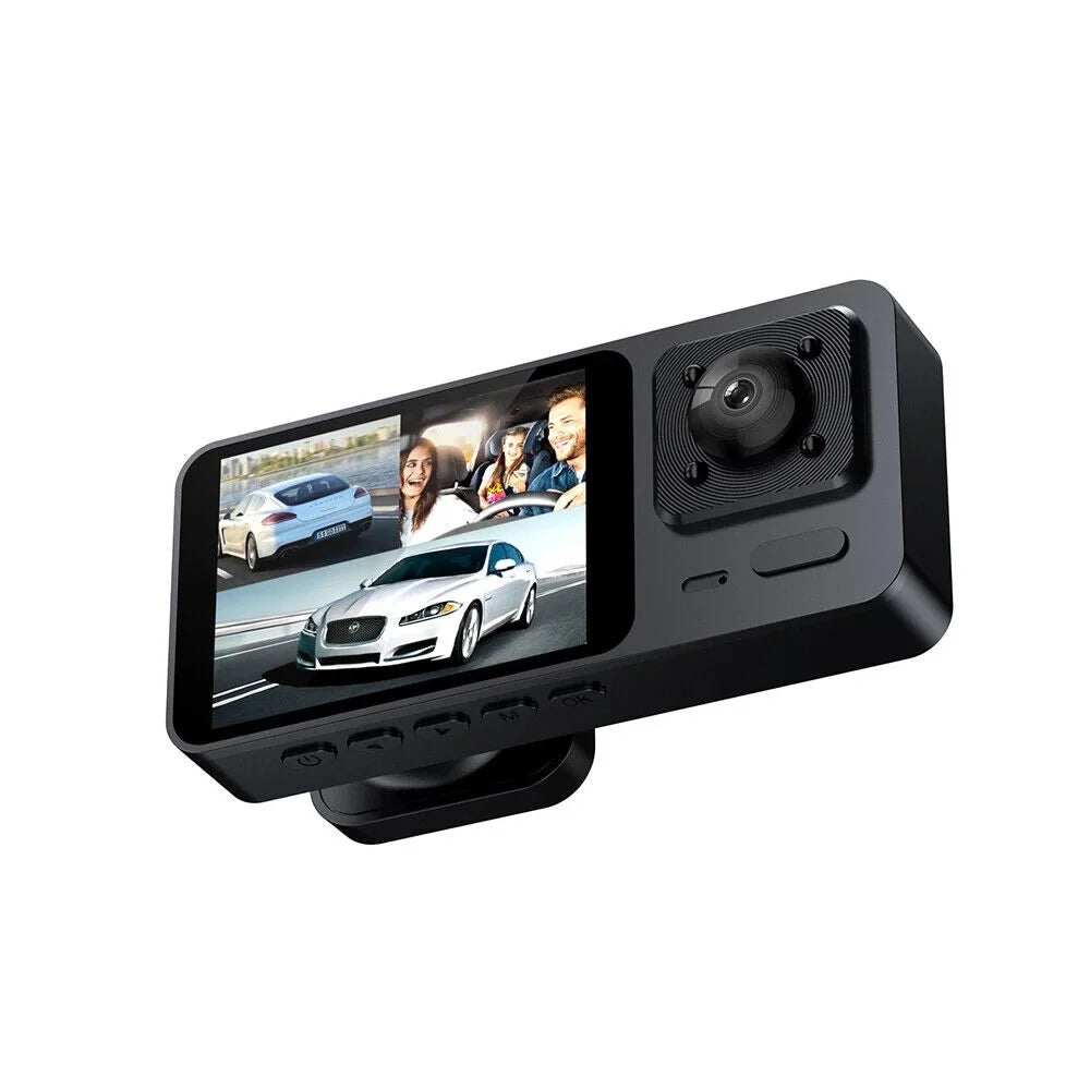 1080P Video Cam Front/Rear/Inside Recorder Car Dash 3 Dual Lens JLLOM HD Lens G-sensor Camera