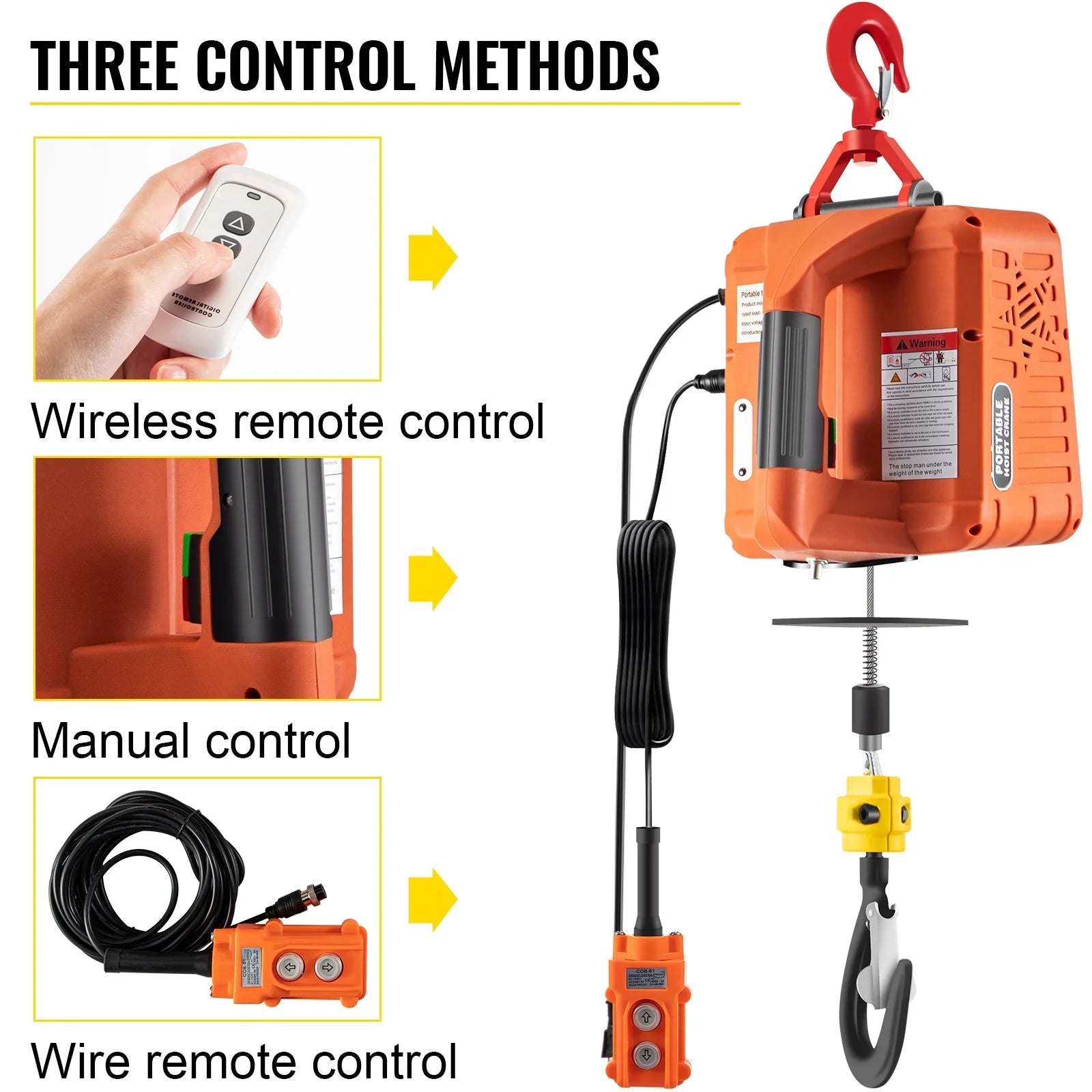 w/ Remote Crane 25ft Control Electric Portable BENTISM 1100lbs 3-in-1 Hoist Winch