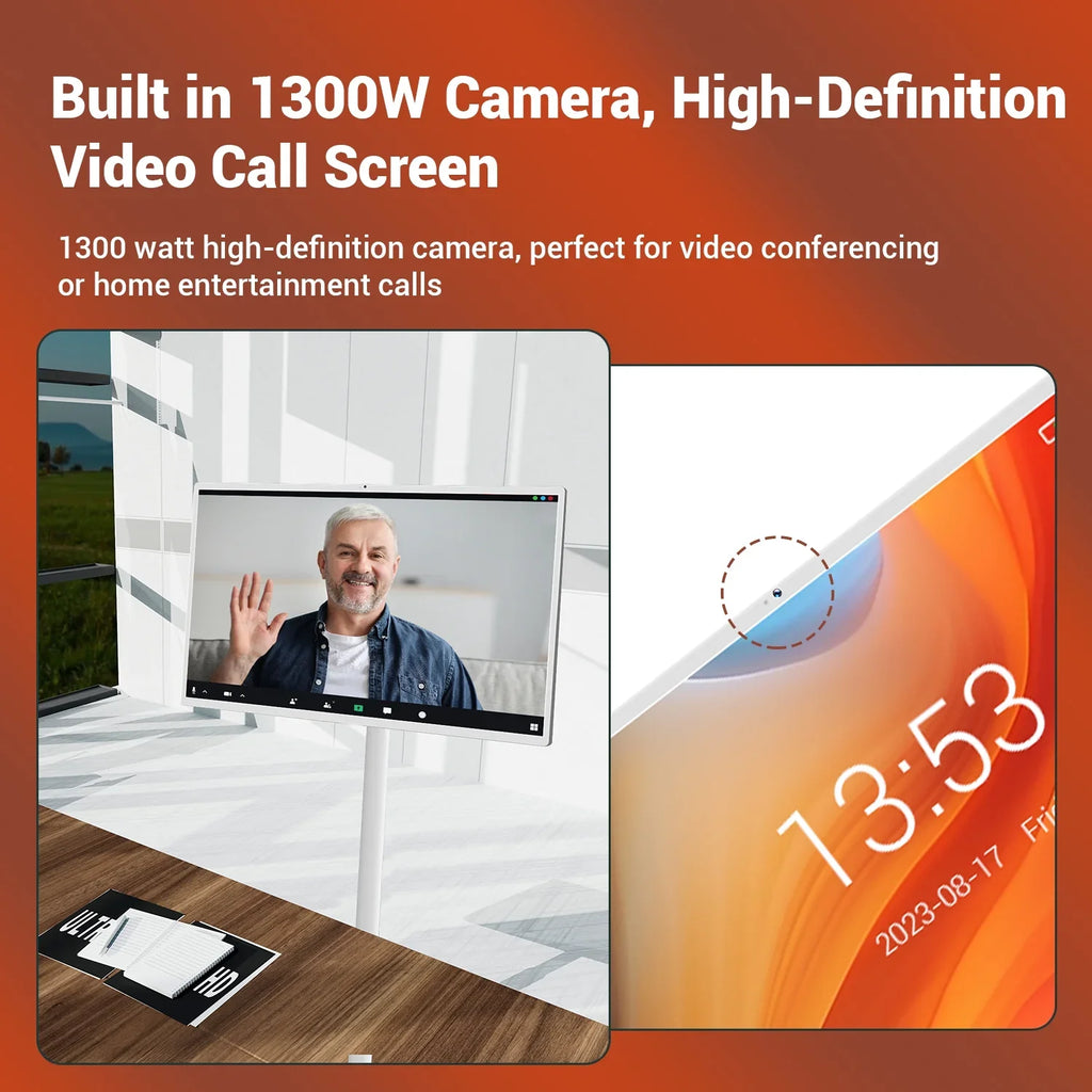 Android 32" Full TV Wheels Tablet Big Touch and Swivel Camera, Built-in Built-in Portable Store). StandbyMe Monitor and OS(Support on Battery(6-8H), with with 12 Screen Rotation