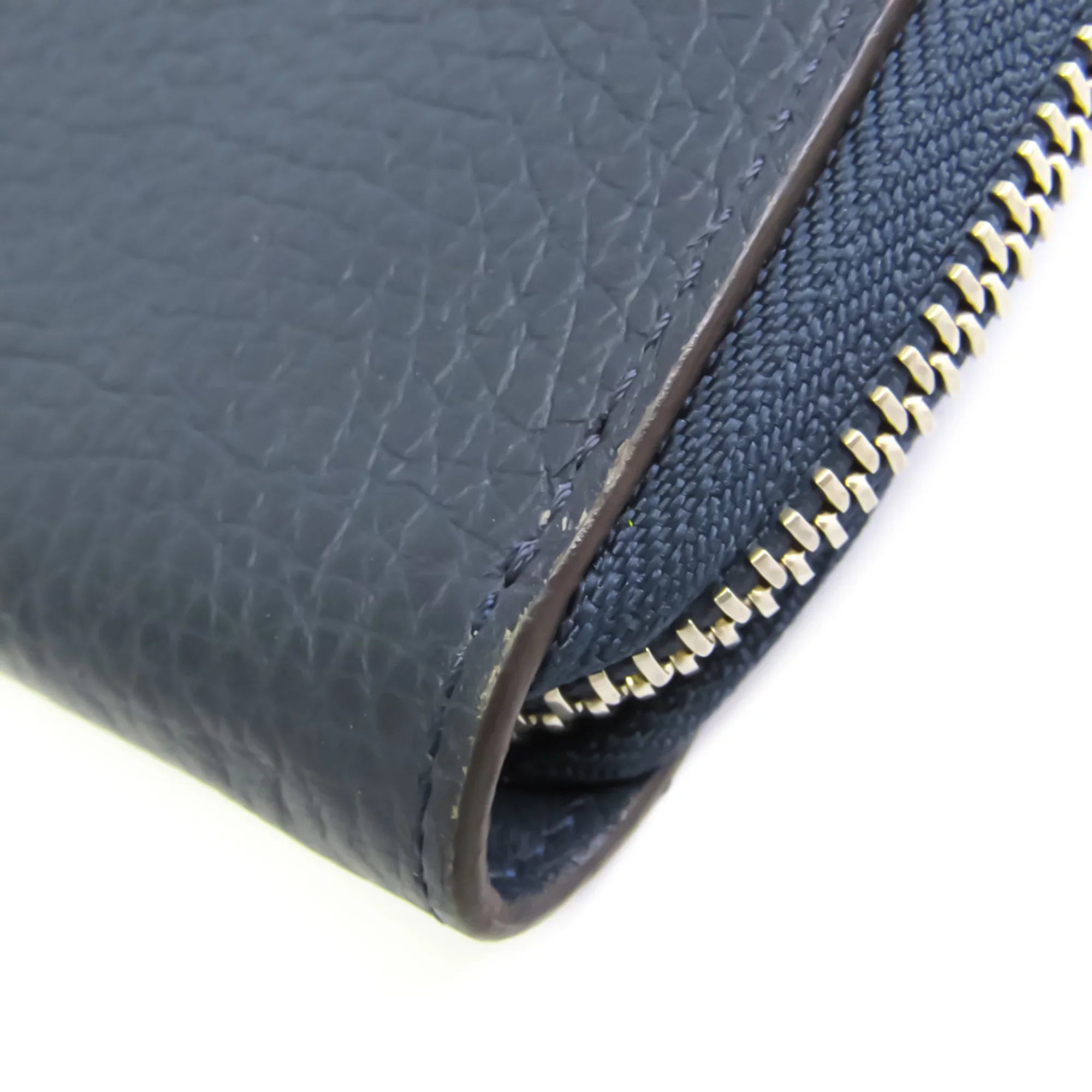 Leather Wallet Zippy Taurillon (Good) Wallet Unisex Long M58823 Navy (bi-fold) Taurillon Vertical Pre-Owned