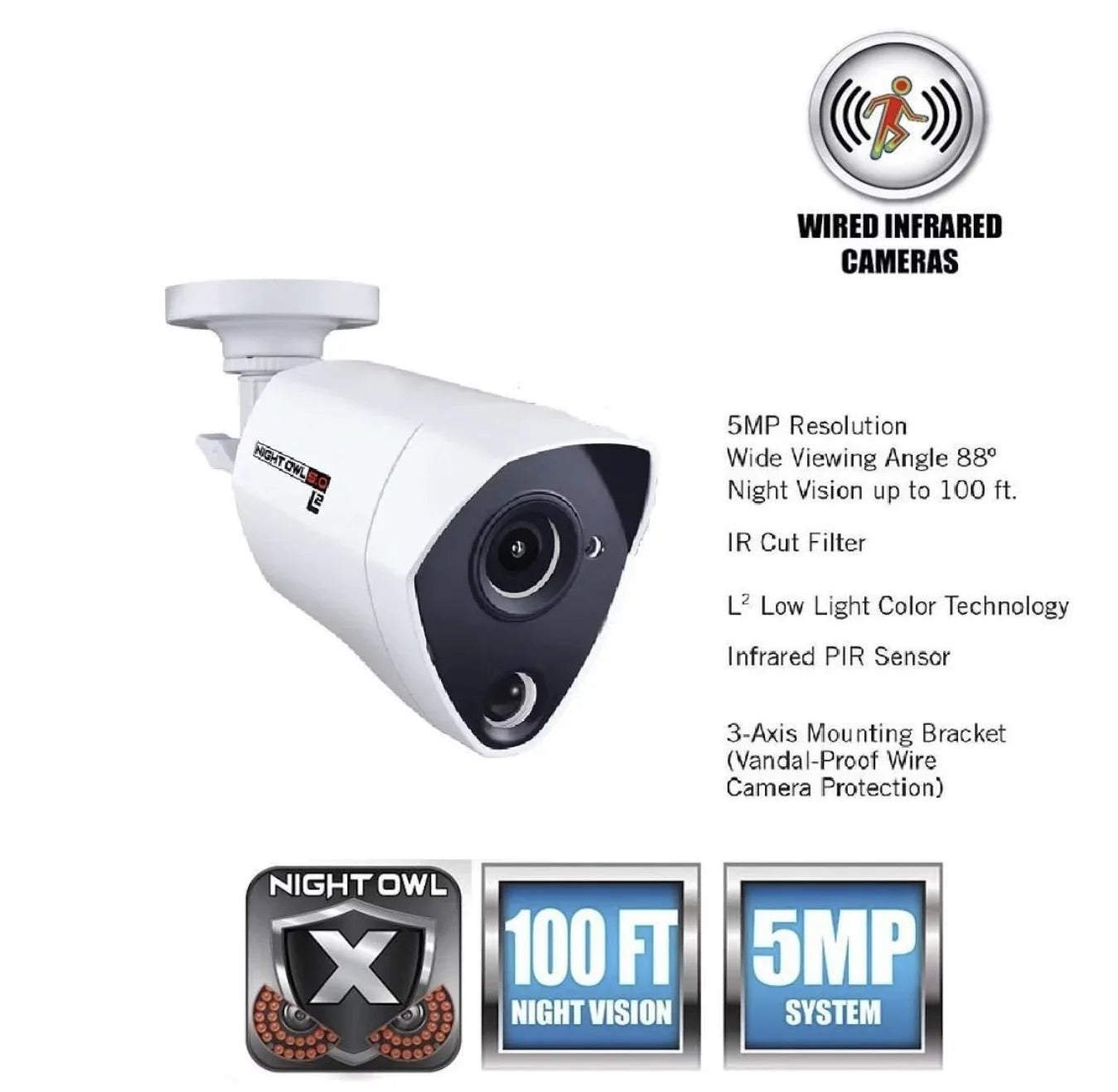 Bullet White Security Camera CM-PXHD50NW-BU-JF Owl Pre-Owned Infrared (Fair) 5MP Wired Night
