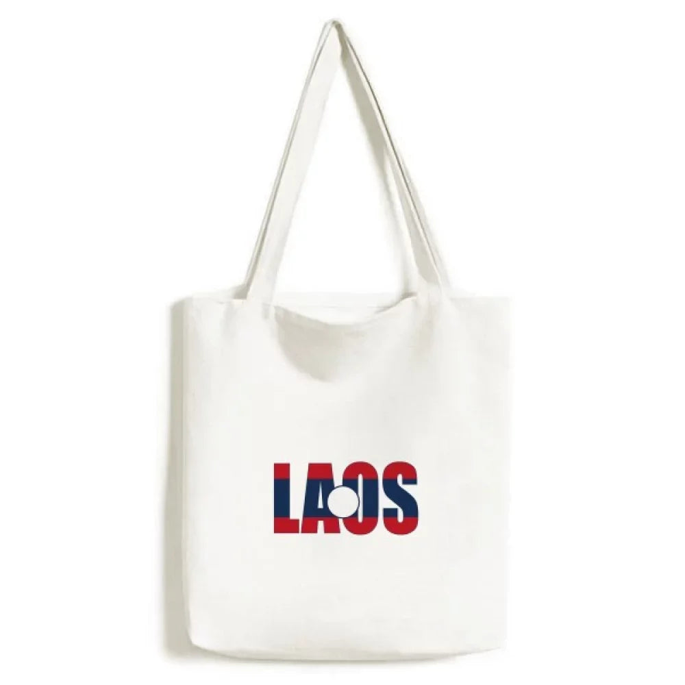 Bag Tote Handbag Shopping Laos Casual Canvas Country Satchel Name Flag
