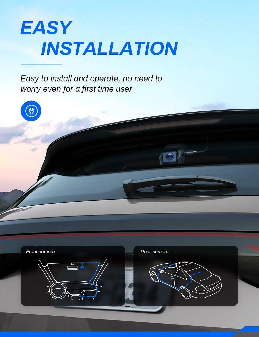 3 Car IPS Front Crosstour for GPS Backup Cam, Dash Cars inch Screen and Crosstour Camera Recorder Magnetic Dual Dash Dashboard Rear 2.5K Cam 170° Camera