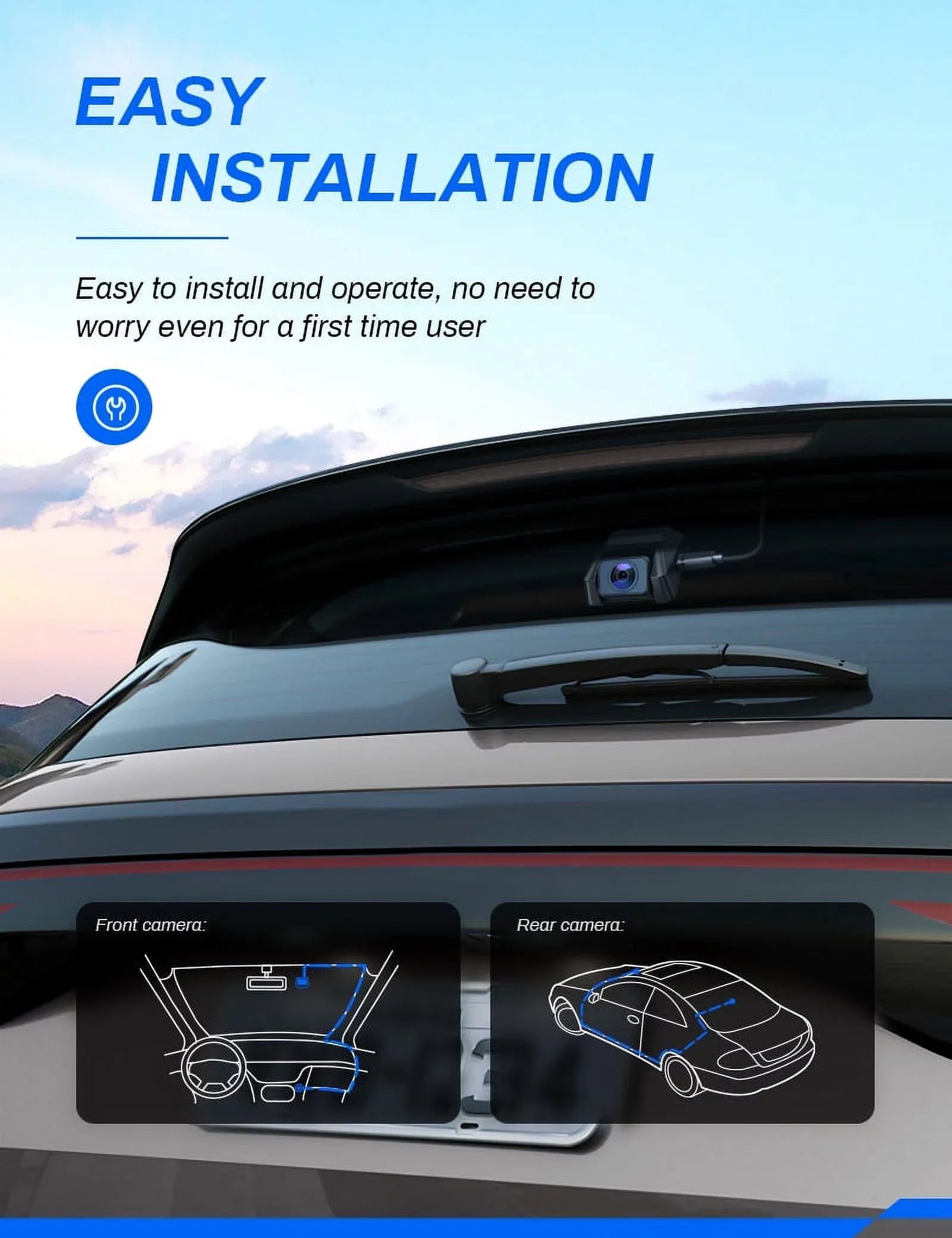 3 Car IPS Front Crosstour for GPS Backup Cam, Dash Cars inch Screen and Crosstour Camera Recorder Magnetic Dual Dash Dashboard Rear 2.5K Cam 170° Camera