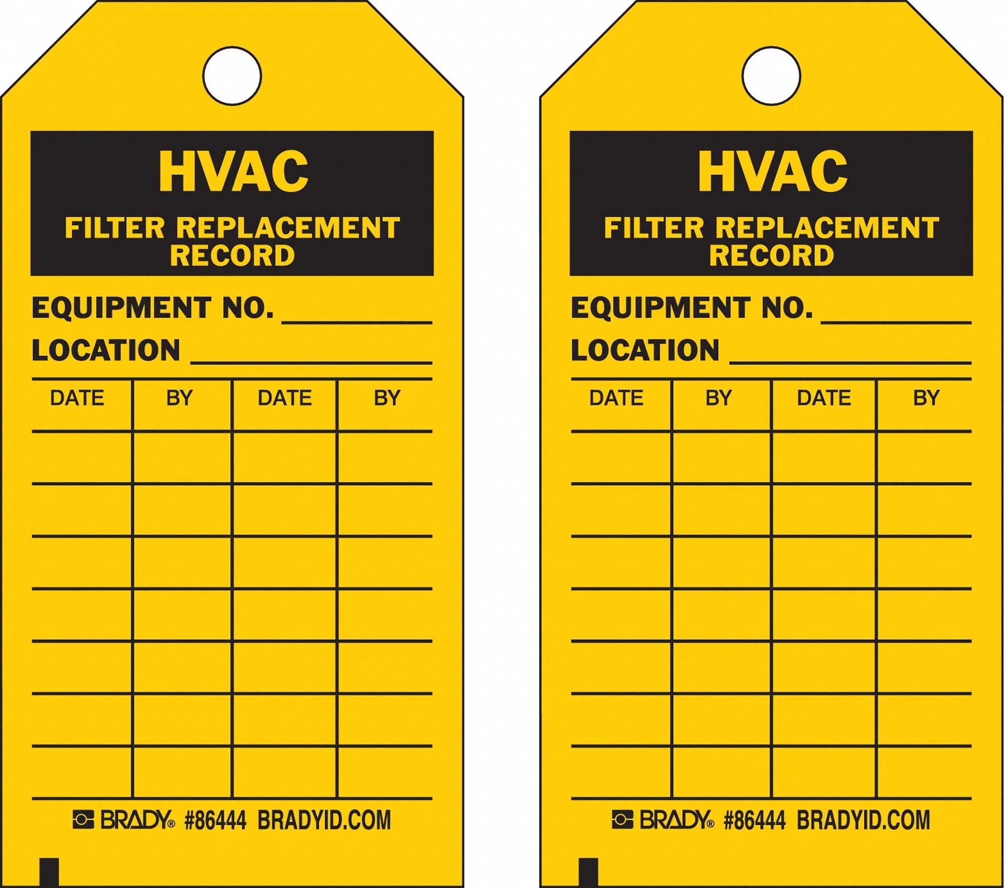 Fl Tag,Bk/Yel,PK10 86444 Replacement Brady Rcd HVAC