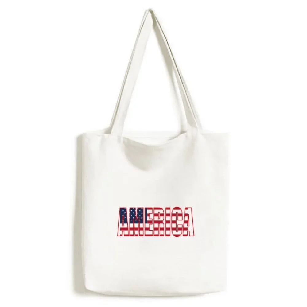 Canvas Casual Country Bag USA Tote Satchel Name Handbag Shopping America Flag