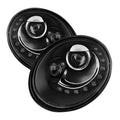 '- Black Beetle Headlights Spyder Volkswagen LED Projector 06-10 DRL -