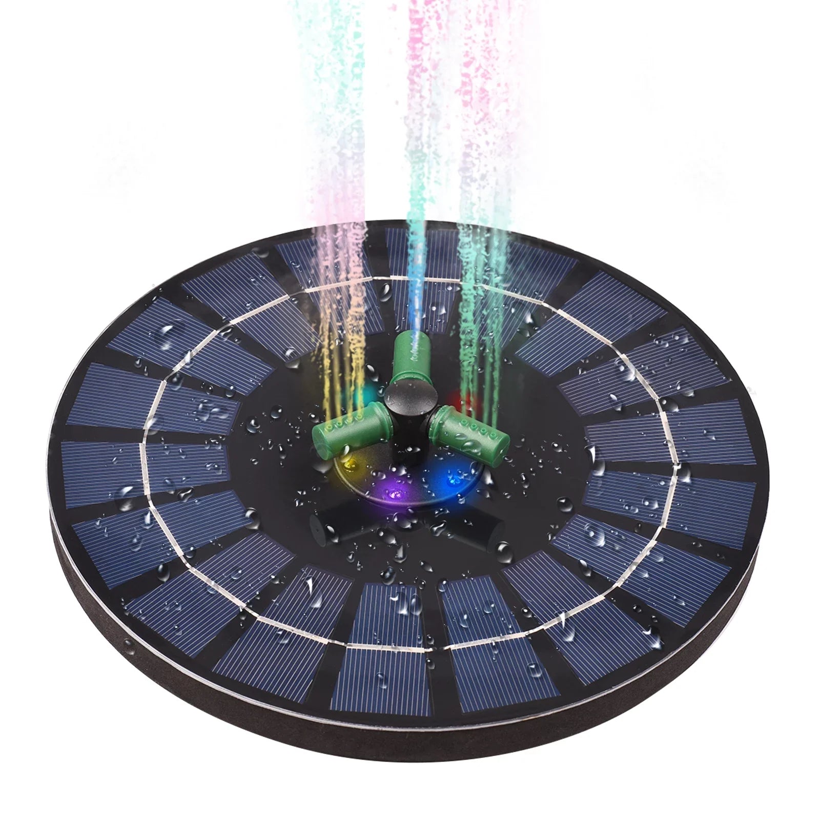 Inch 6W Small Bird 9 Fountain Pump Solar Pond Nozzle Bath for Solar Garden LED Colorful Auto-Shut liquid Rotatable Battery Pump Fountain Light off With With