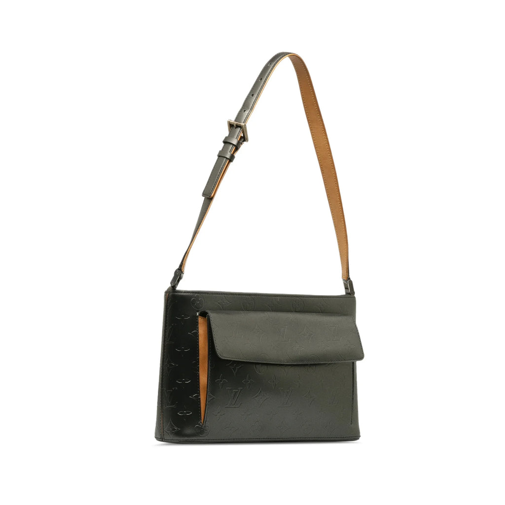 Alston Leather Unisex Authenticated Gray Pre-Owned Bag Mat Monogram Shoulder (Good) Calf