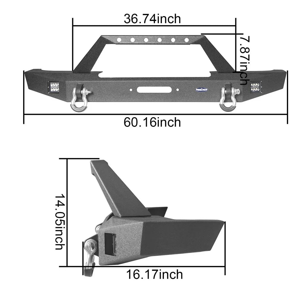 W/ XJ Winch Road 1984-2001 Plate & Front Steel Spotlights Bumper LED Fit Hooke Jeep Cherokee