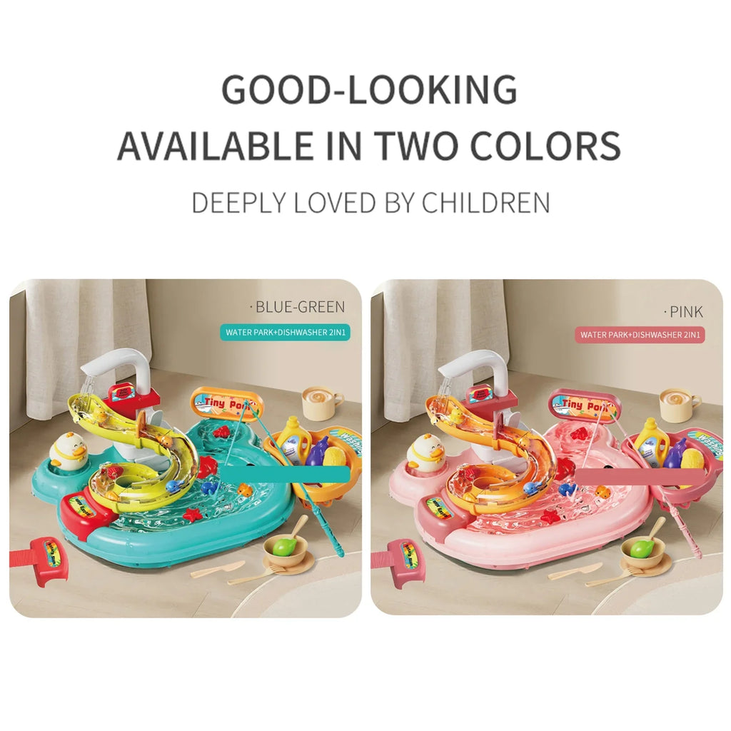 Play Slide Toddler Kitchen 180°Rotatable Pretend A Pretend Pretend Sink Dishwasher Arealer Role Kitchen 22pcs Kitchen Nebublu Role Sink articles,Play 2-in-1 Slide 2-in-1 Play Kitchen 22pcs Furnishing