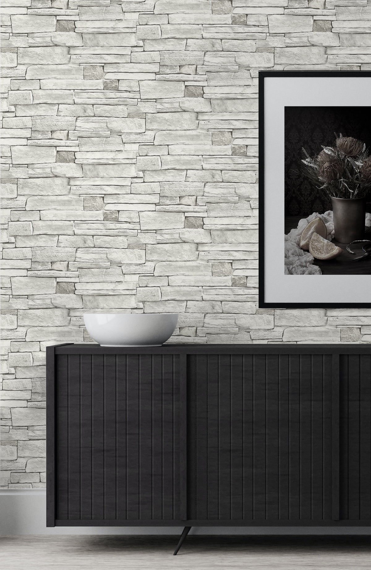 L Stone 20.5 x W ft. NextWall in. - 18 Peel Wallpaper Stick and Stacked