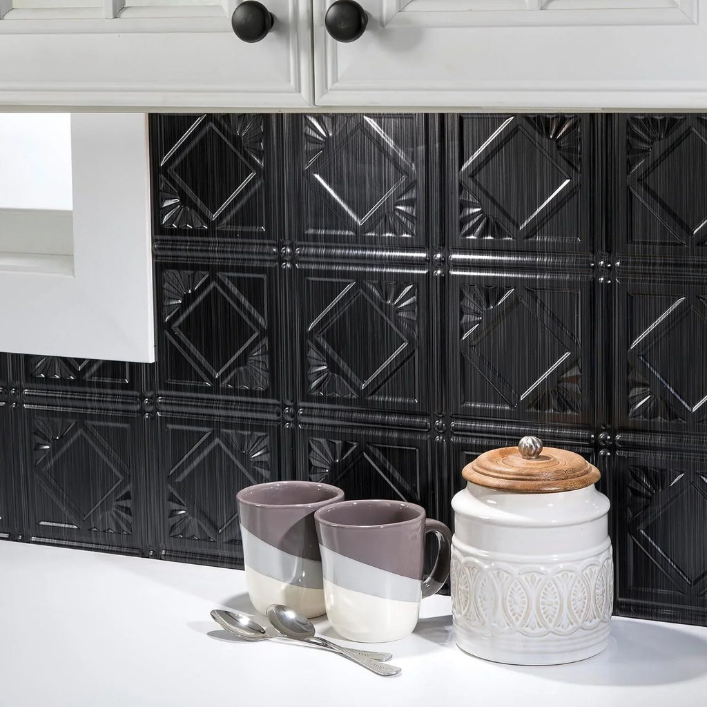 Sq Kit Backsplash Ft Decorative 4 Pewter In design/Pattern Traditional Vinyl 15 Smoked
