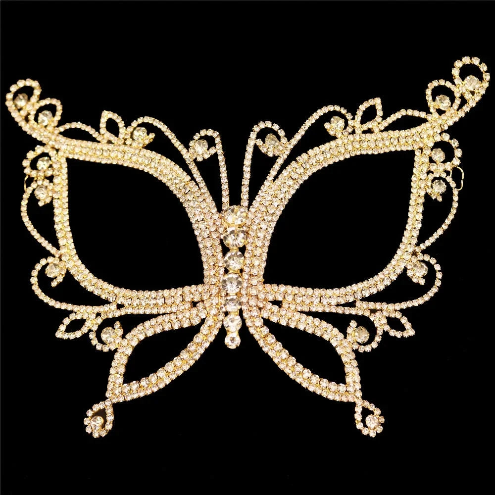Face Masquerade Crystal Mask Halloween Butterfly Women Rhinestone Accessories for