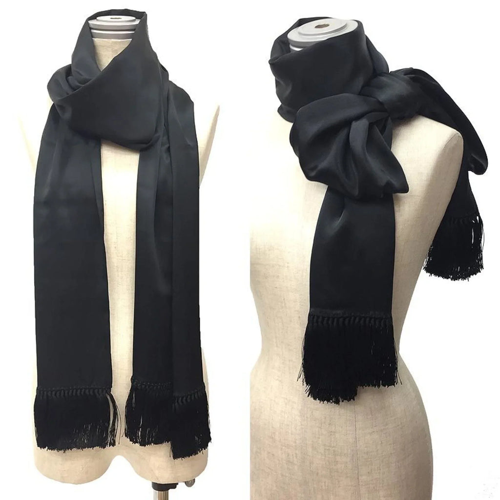 Stole Celine Scarf aq9190 Pre-Owned Black Muffler CELINE Long Silk (Good)