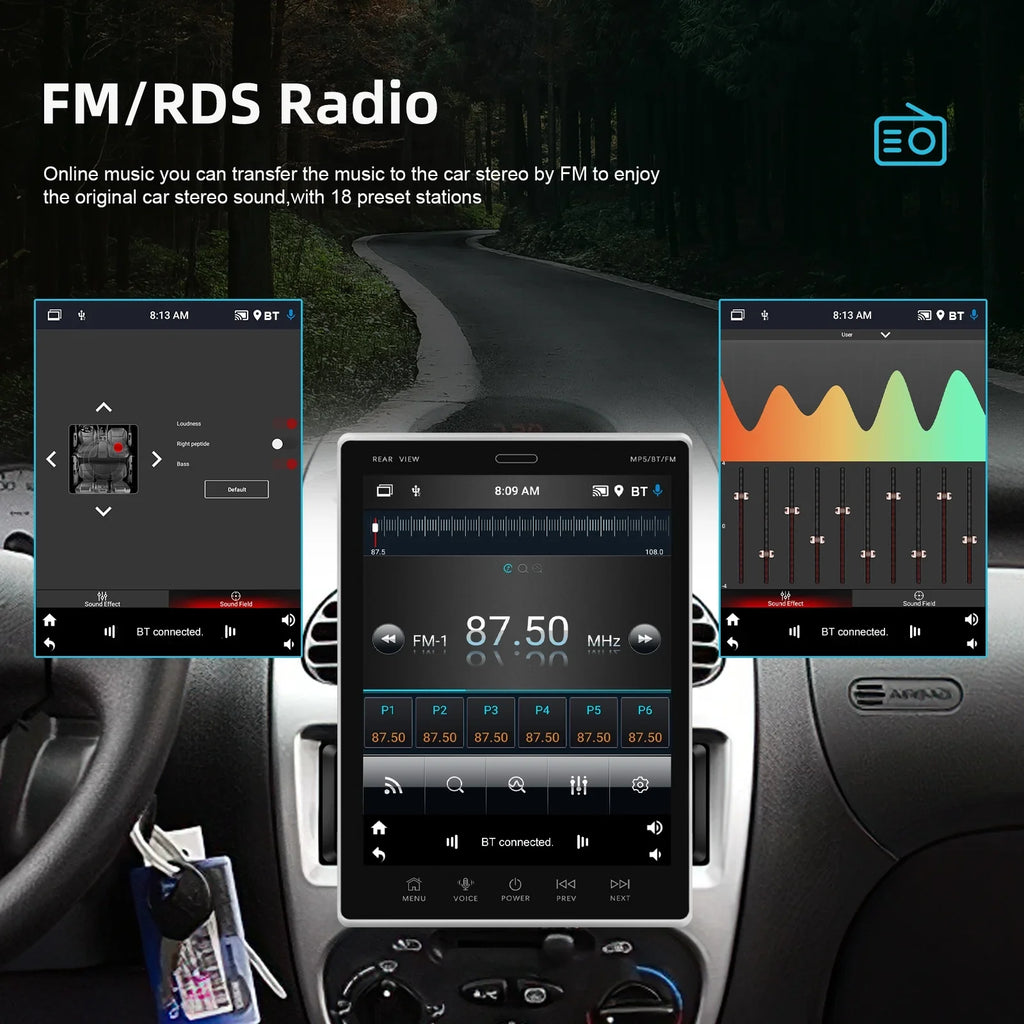 Rear Car Stereo 9.5Vertical Camera GPS Radio FM screen 2Din WIFI Receiver Suppport Bluetooth Radio