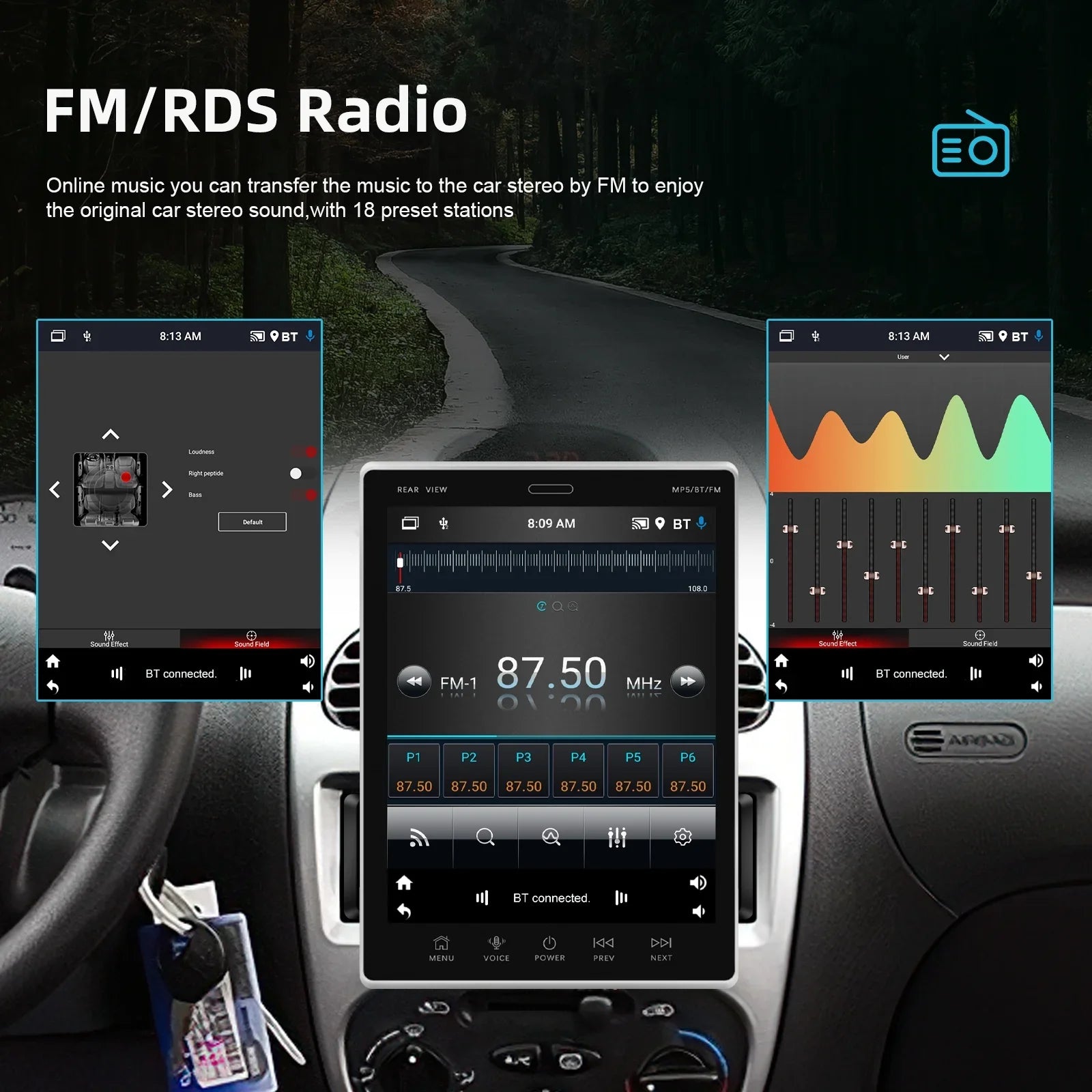 Rear Car Stereo 9.5Vertical Camera GPS Radio FM screen 2Din WIFI Receiver Suppport Bluetooth Radio