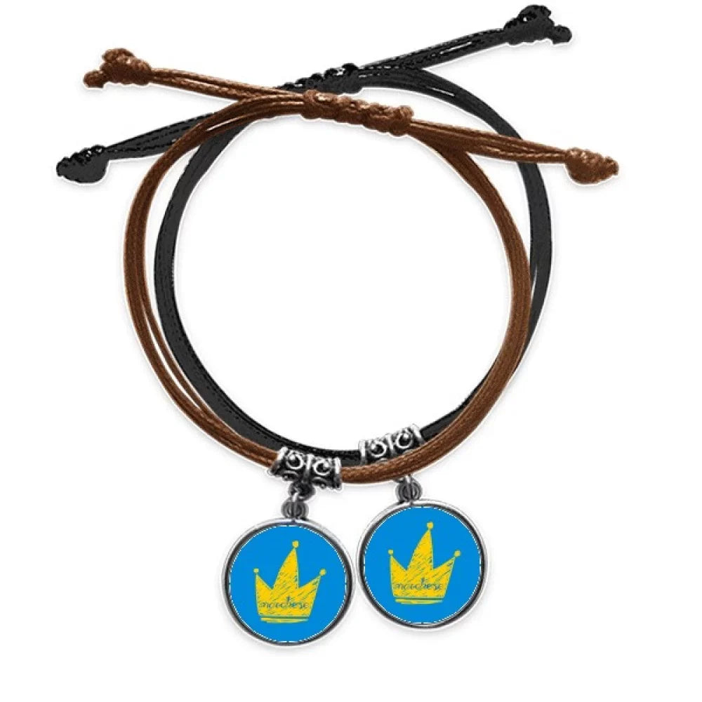 Leather Headgear Rope Marchese Scrawl Double Doodle Wristband Couple Graffiti Bracelet Set