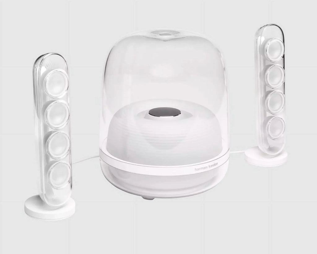 Kardon 4 HKSOUNDSTICK4WAM-Z SoundSticks Certified White Bluetooth - System, Restored 2.1 Speaker Wireless Refurbished Harman