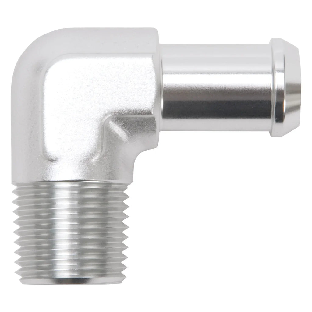 Degree; Edelbrock Anodized; Fitting; in. Barb; 8179 in. NPT Clear 5/8 90 And Heater 1/2 Hose