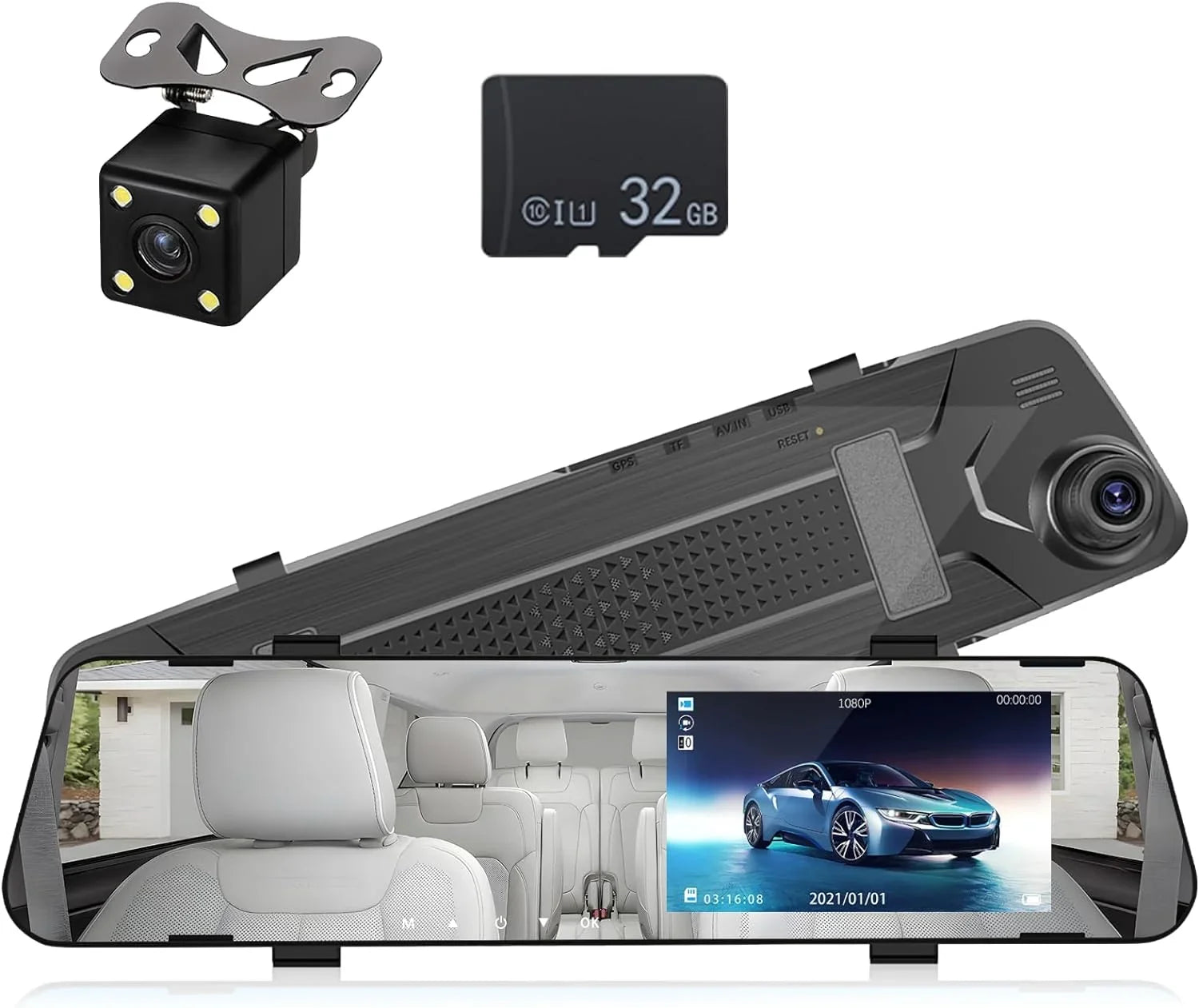 and 1080P Night Mirror Cam Mirror View View Rear Cars,4.5" Dual Rear for Vision,Parking Dash Cameras,Super Front