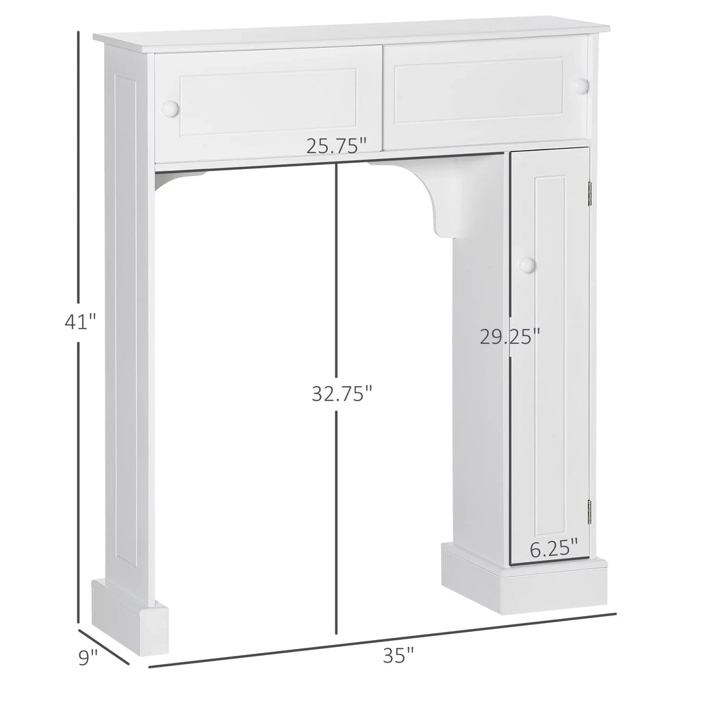 Over Freestanding Toilet Shelves, Storage Organizer Cabinet, kleankin Bathroom White Toilet Rack, with Adjustable the Bathroom