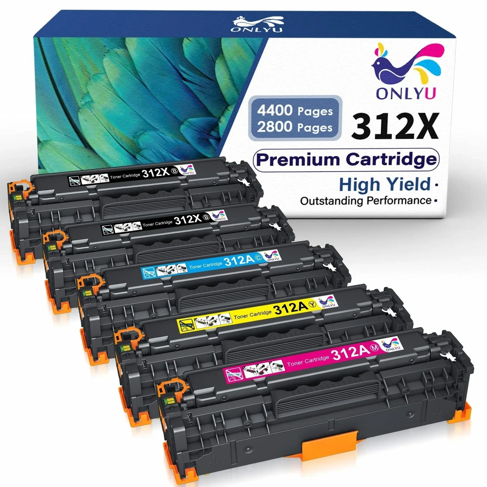 Toner CF380A 400 Laserjet Color M375nw 312A CF382A M475dn M475dw HP 312X 312A CF381A Cartridges M451dn Replacement Pro Compatible 5-Pack Printer, M451dw HP MFP for Toner 312X CF380X with CF383A M451nw