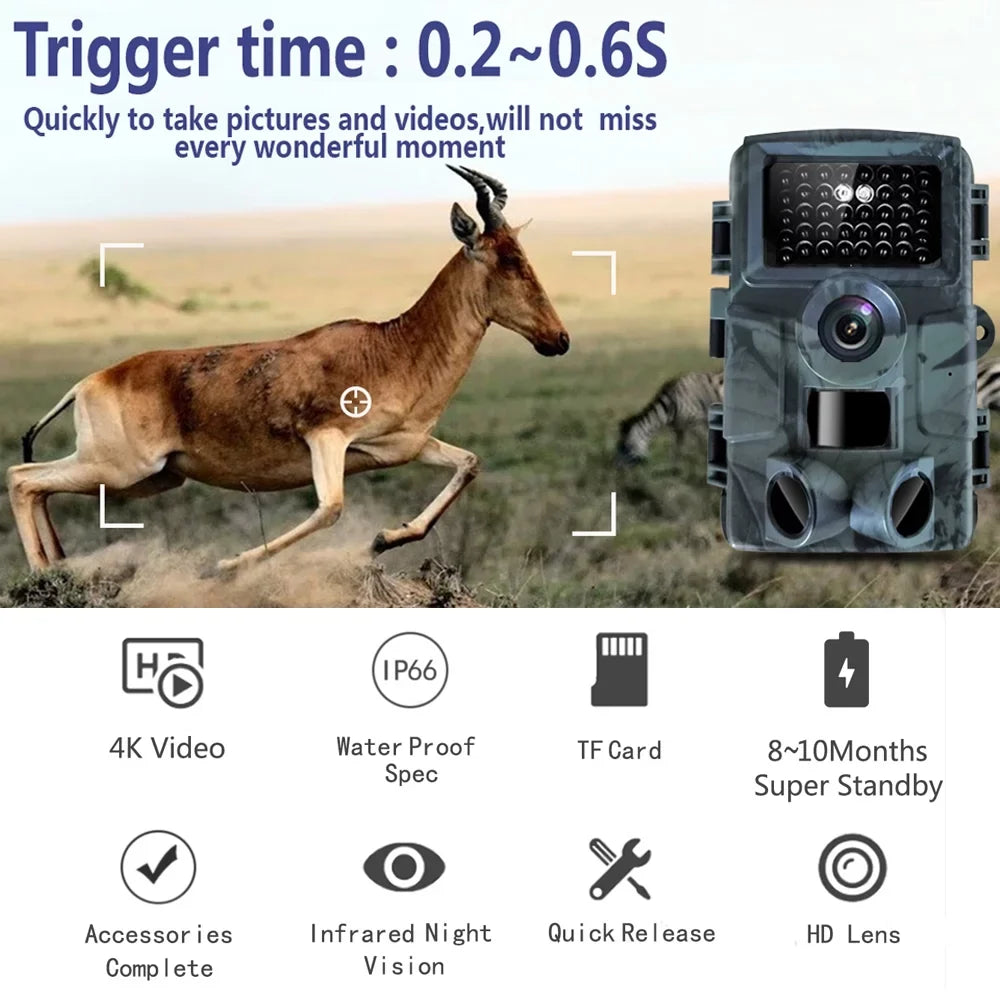 Angle Camera, Wildlife Motion 4K - with Camera Trail Perfect and Waterproof Wide Nebublu Activation IP66 for