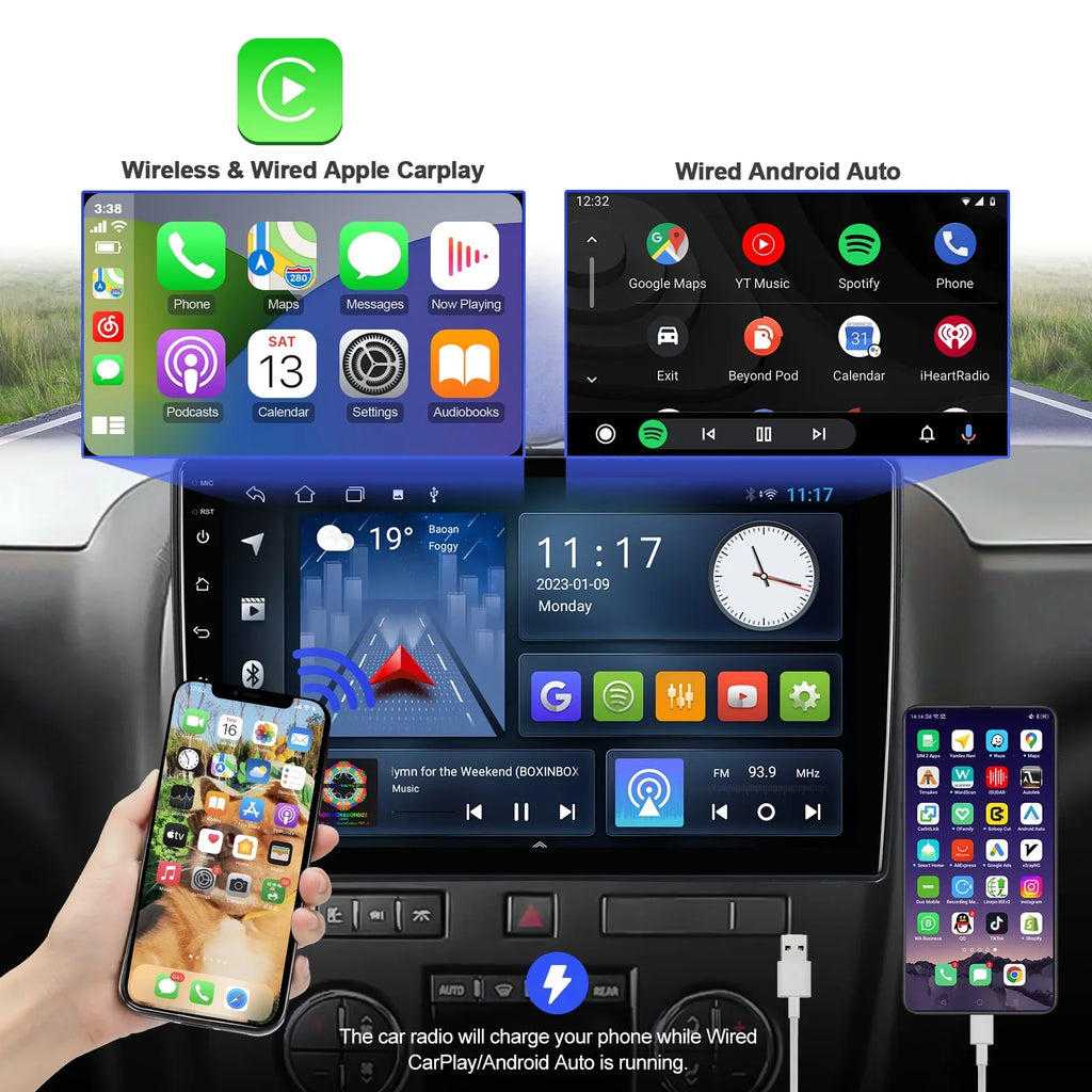 Radio & Screen Camera Car Backup with 2+32G FM Din Aumume IPS Android 10.1 Touchscreen BT for Chevrolet/GMC/Buick inches Stereo Carplay GPS Car Navi Android Support 10 Auto Double