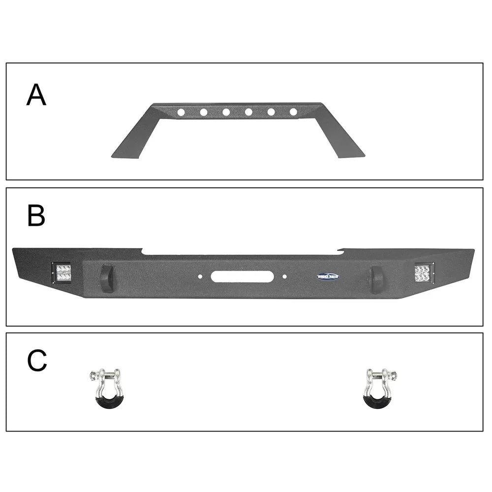 W/ XJ Winch Road 1984-2001 Plate & Front Steel Spotlights Bumper LED Fit Hooke Jeep Cherokee