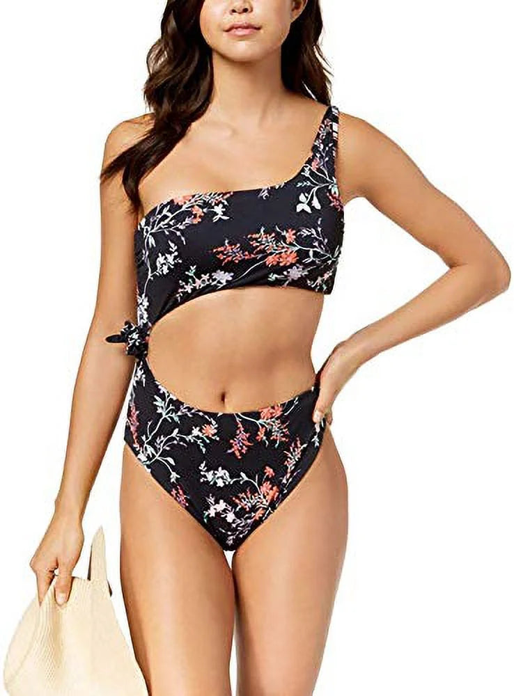 XL Reversible Black Bar Swimsuit One-Shoulder Cutout One-Piece Iii Multi