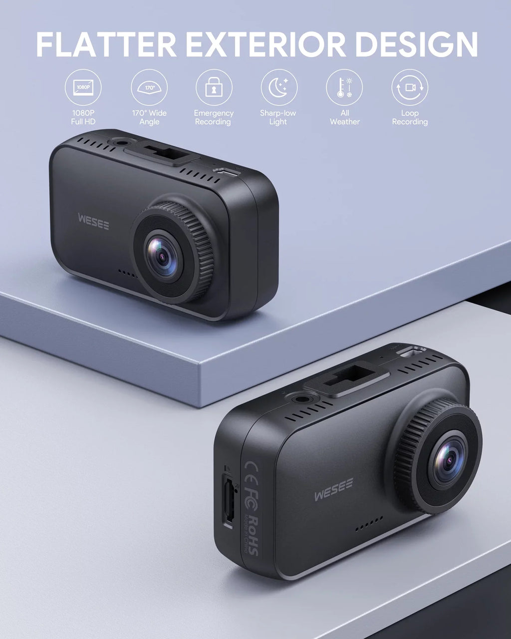 FHD WESEE 170° for Cam Dash Cars 128GB Camera Car 1080P Camera Dash Wide-Angle
