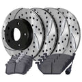 Beetle Ceramic Pads Slotted Golf 2007 2002 Rotors Brake 2006 2003 1.9L 2008 Drilled Front 2004 Black 2010 Kit 2000 City 2009 Golf Replacement and 2.0L FWD for 2005 AutoShack Volkswagen Rear and