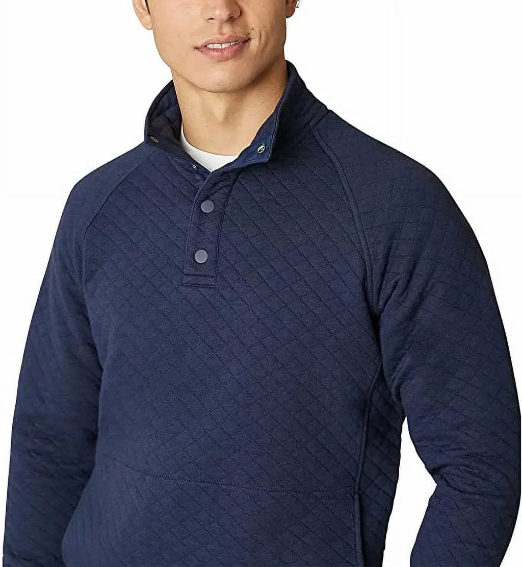 (Blue, Mock Snap Eddie Mens Medium) Quarter Midweight Quilted Bauer Pullover