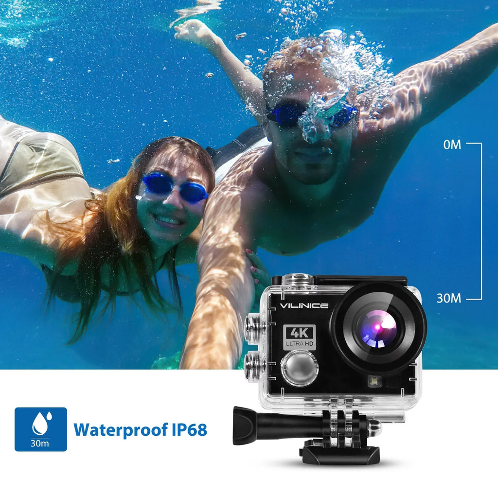 Cameras Underwater Camera Case, Snorkeling, Gift, Action Compatible Sensor, Control Camera, for 16MP EIS Camera Travel Waterproof 4K Camera VILINICE for 30m with with Remote Sports WiFi